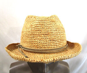 Tarnish Made In Italy Natural Tan Straw Raffia Fedora Hat Women OS